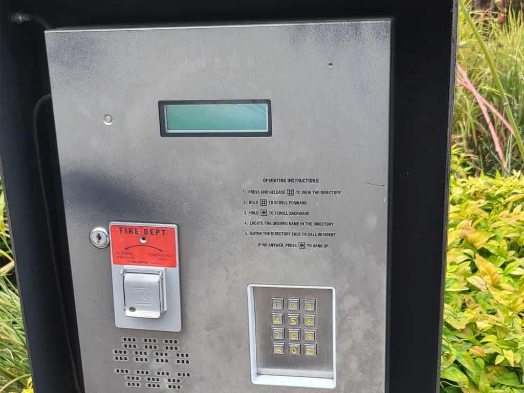 Access control intercom system installed at a Frisco home entrance.