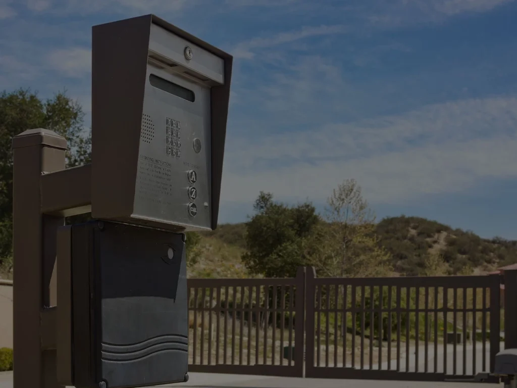 Access gate control system securing a residential and commercial property in Frisco, Texas.