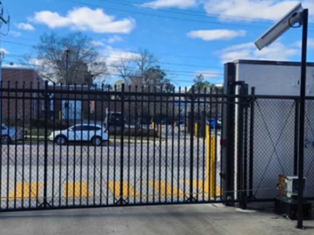 Professional automatic gate installation protecting a Garland business