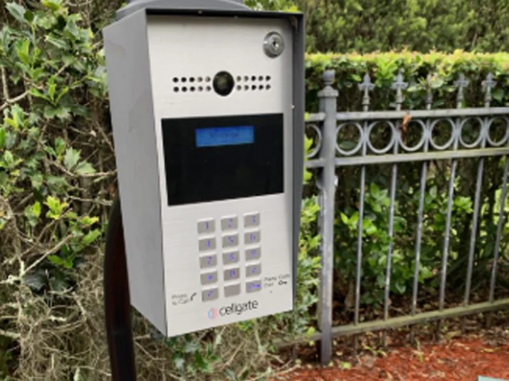 Call entry gates in Plano at a safe gated community entrance