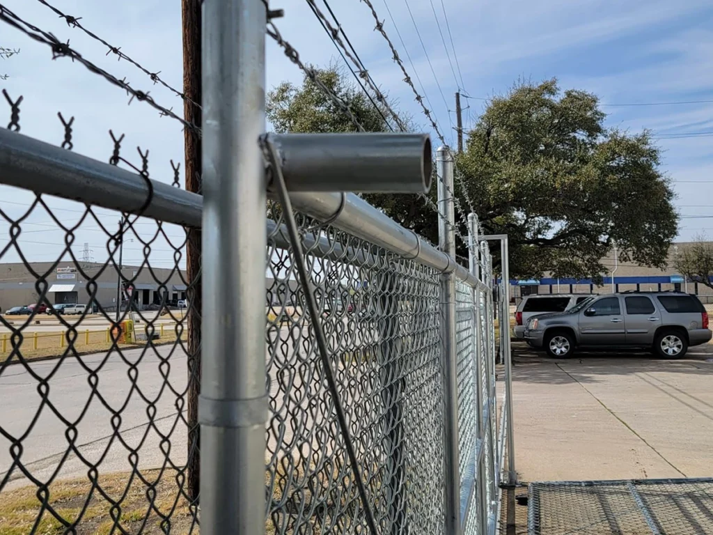 Commercial gate installation at a business property enhancing security and functionality.