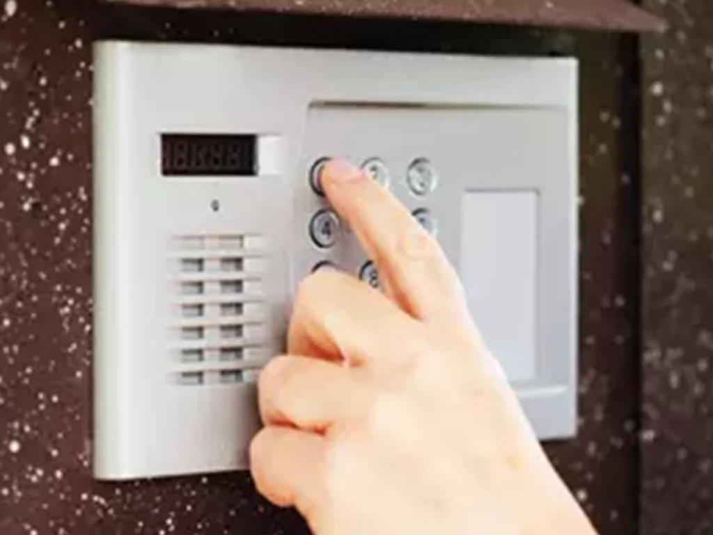 Sleek intercom system installed on a modern Fort Worth home’s exterior.