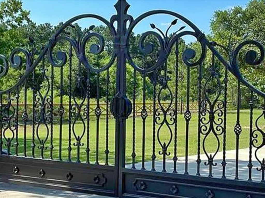 Eco-friendly custom iron gate installed in Houston by Everlast Gates & Fence