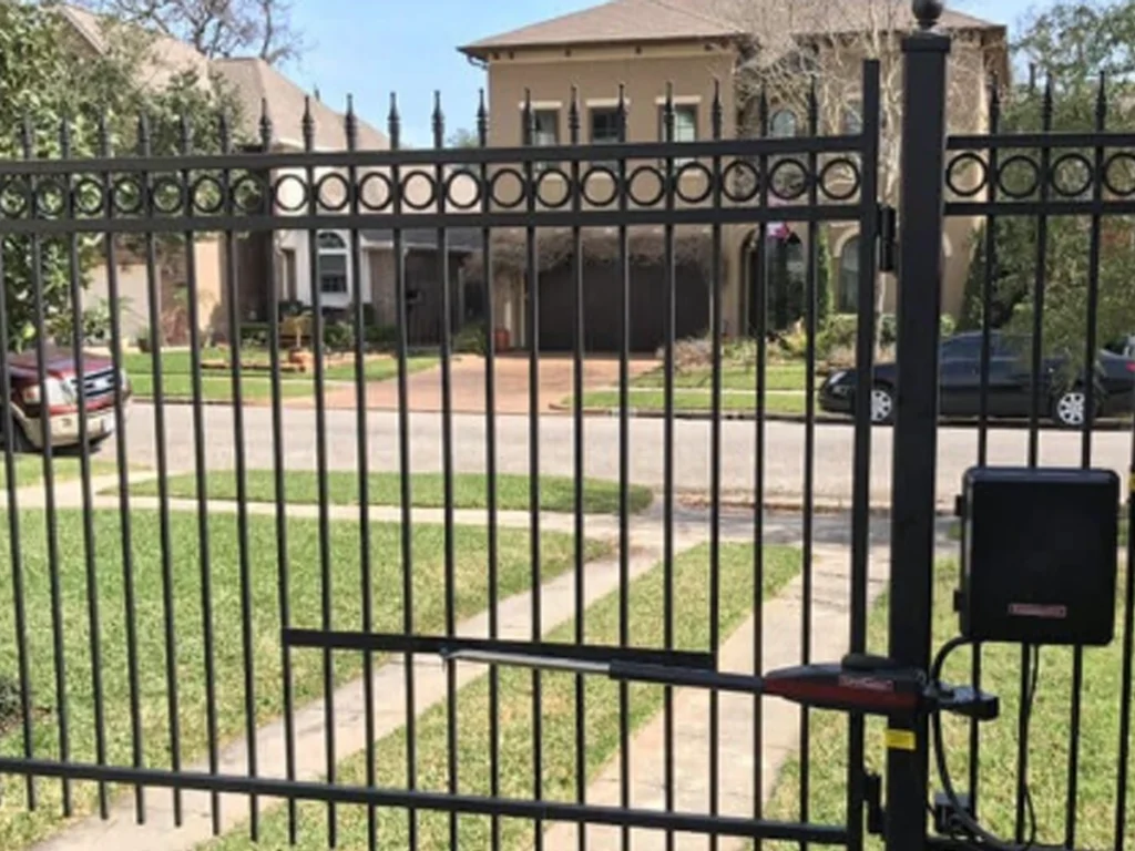 electric gate installation Houston at a private neighborhood entrance