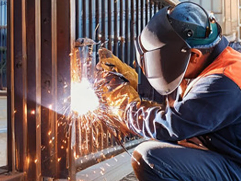 Everlast Gates & Fence technician welding a broken residential gate in Plano, TX