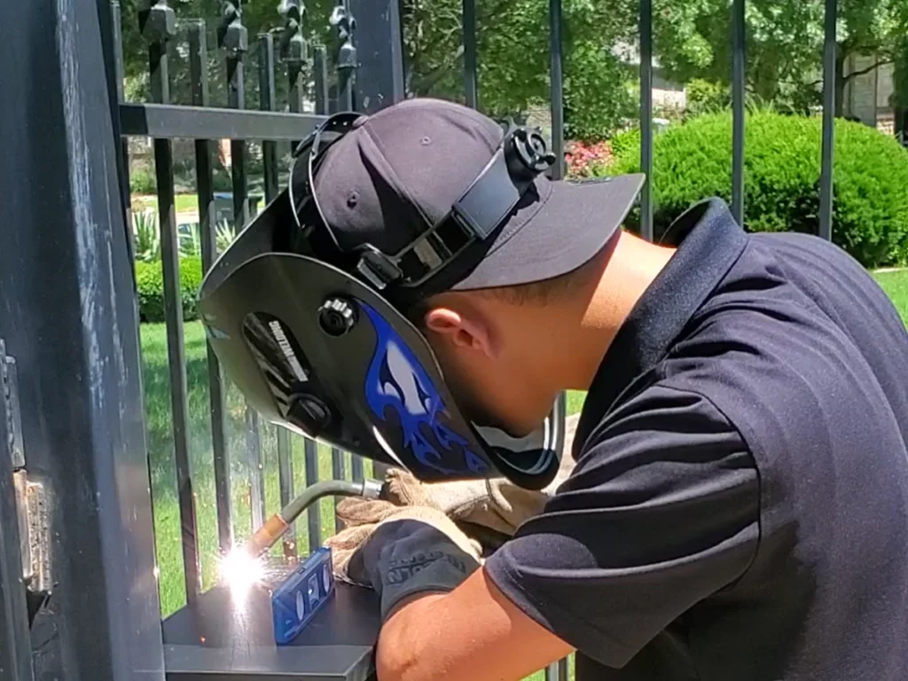 Modern intercom system installed on upgraded gate by Everlast Gates & Fence in Farmers Branch