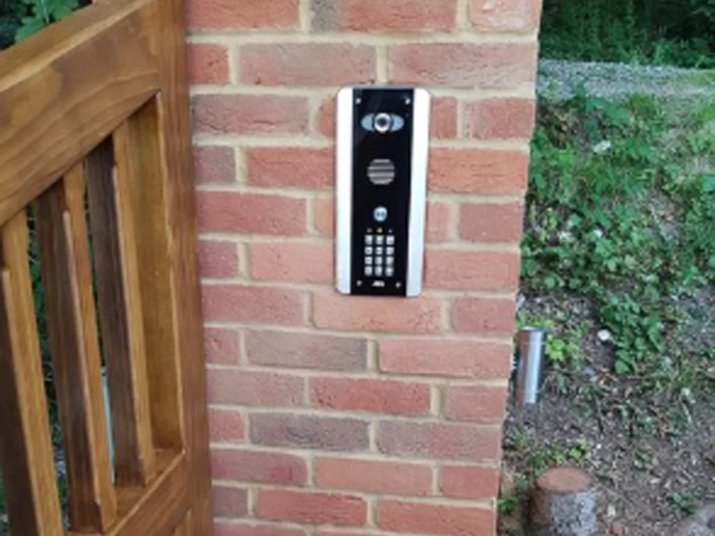 Gates intercom system at a modern electric gate in San Antonio