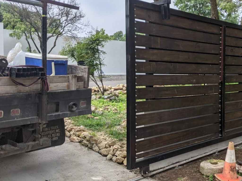 Elegant sliding gate installed by Everlast Gate & Fence in Southlake, TX