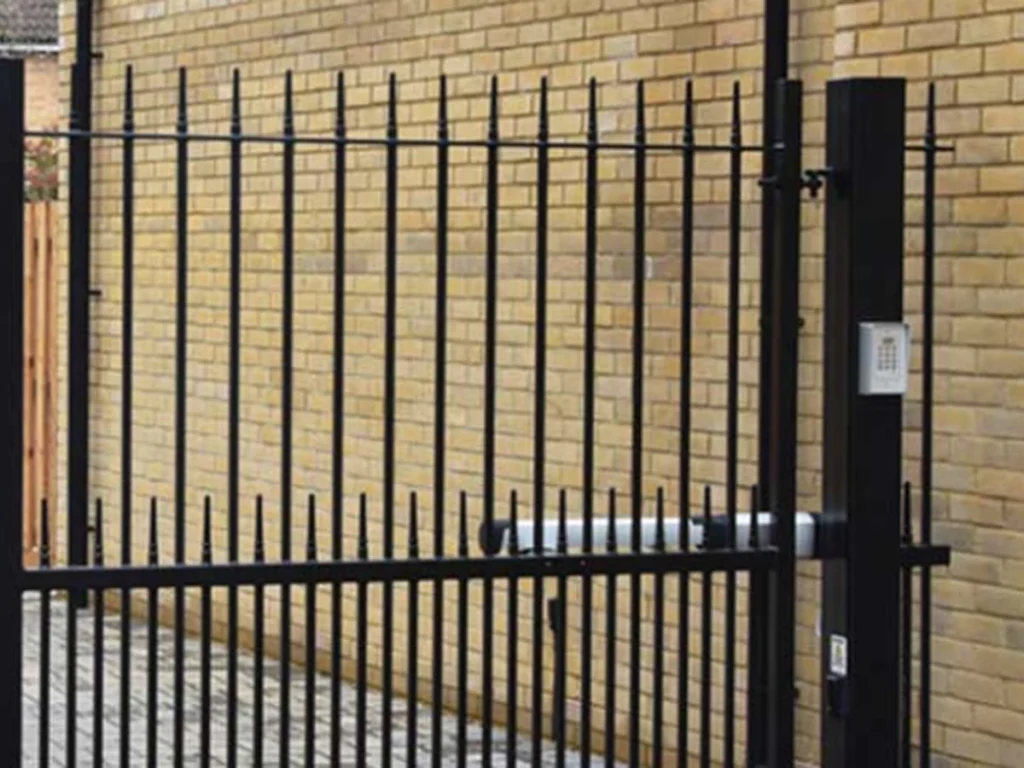Home security with smart residential gate at a modern Houston home