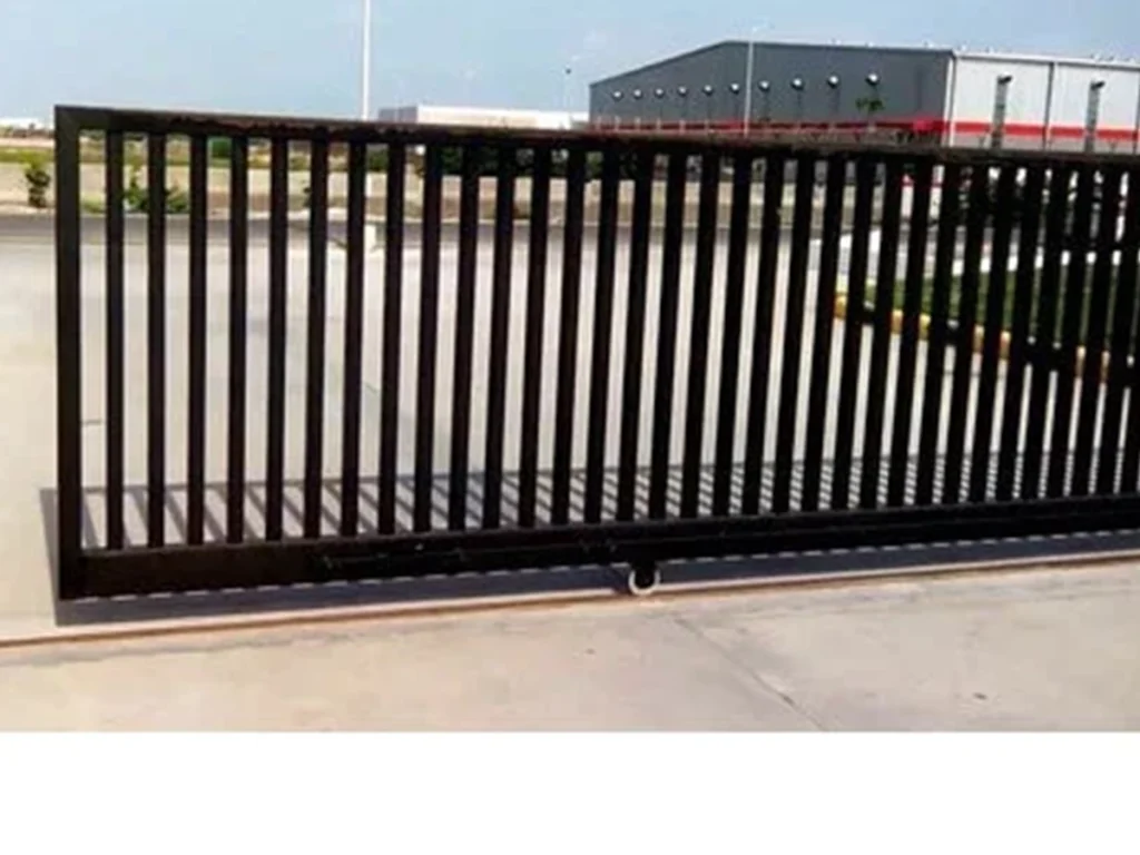 Commercial sliding gate installed at a Houston business by Everlast Gates & Fence