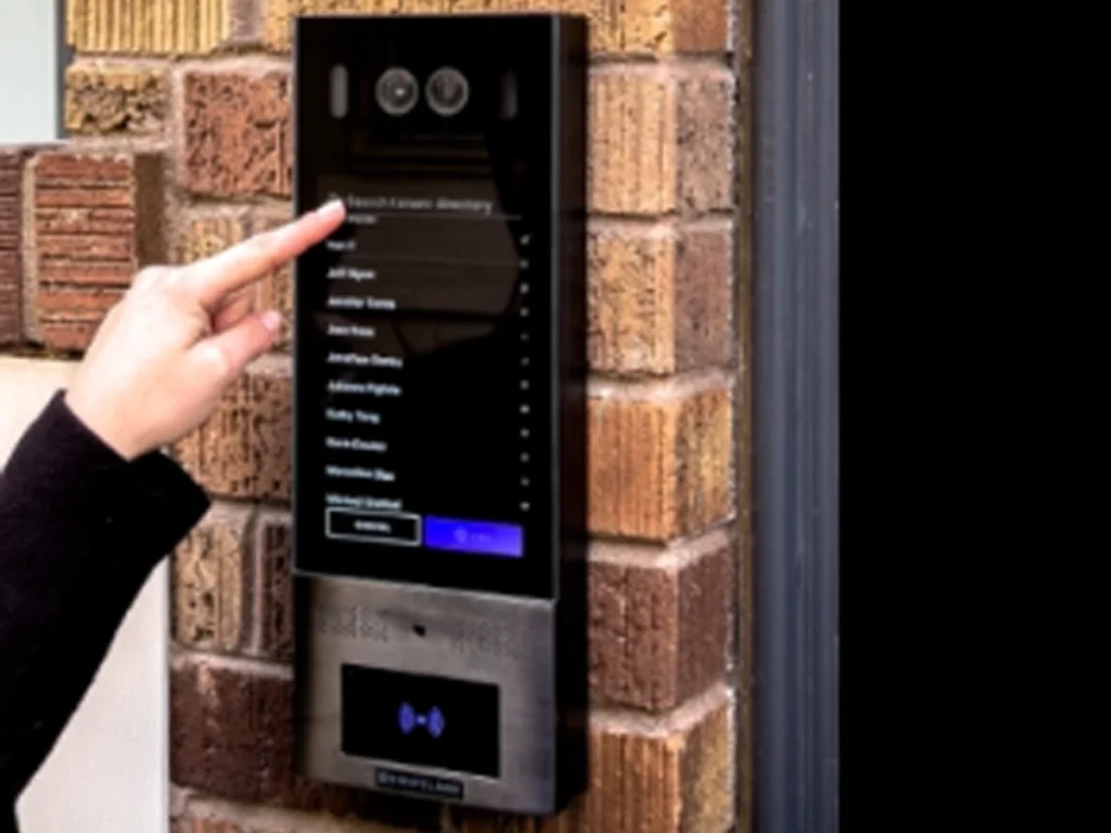 Modern gate intercom system in Houston at a secure driveway entrance