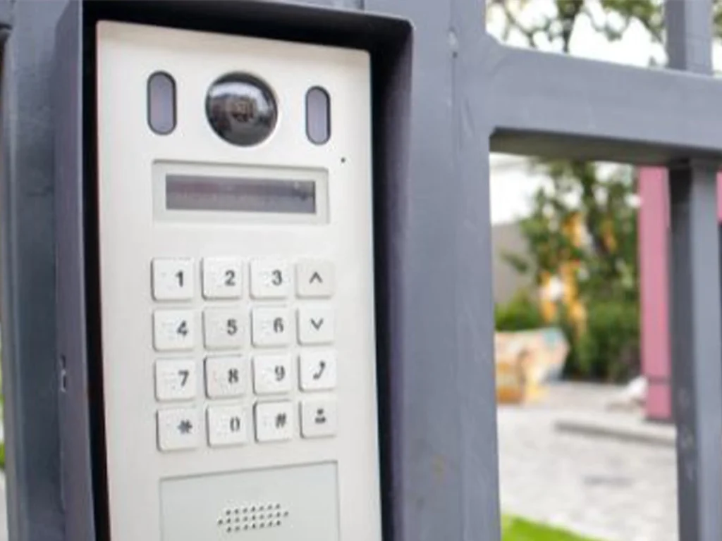 Modern gate intercom system installed at a residential property in Farmers Branch