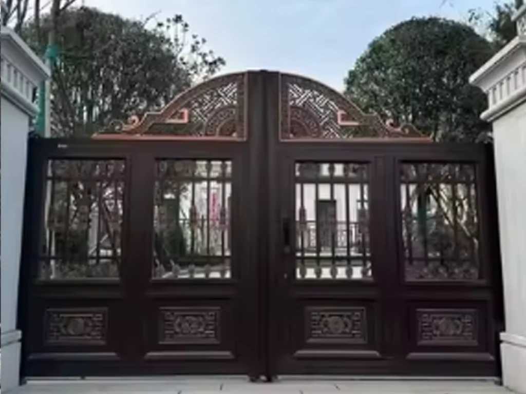 High quality fabricated metal gate with strong frame and modern design in Carrollton property entrance