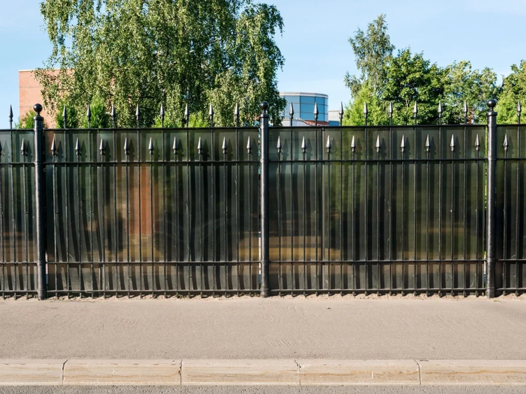 Commercial gate enhancing business security and curb appeal