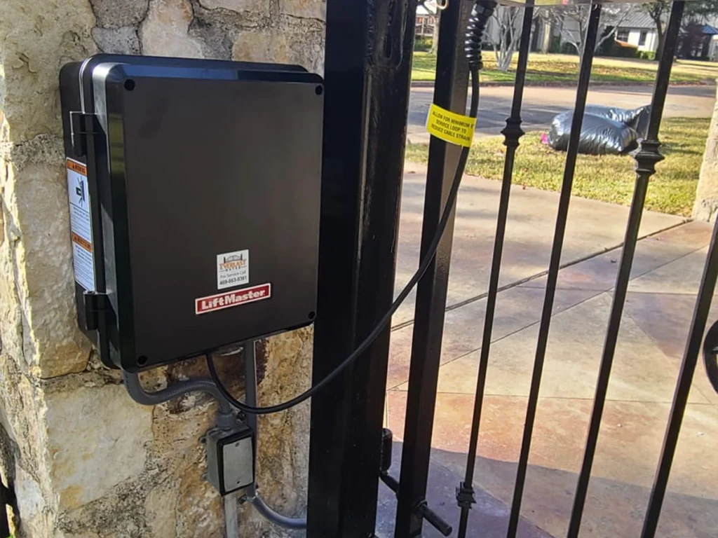 Automated slide gate operator installed at a residential property