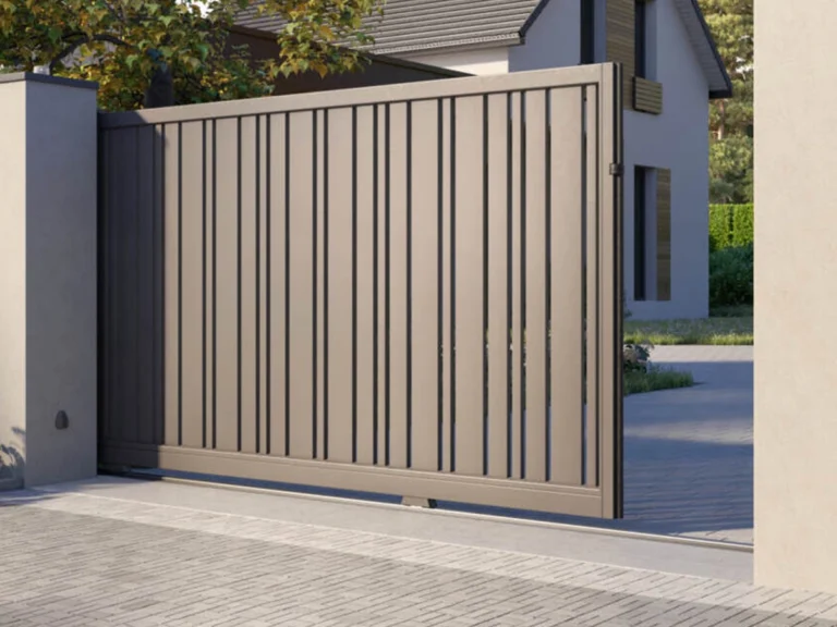 Sliding gate being professionally installed at a Richardson home by Everlast Gates & Fence