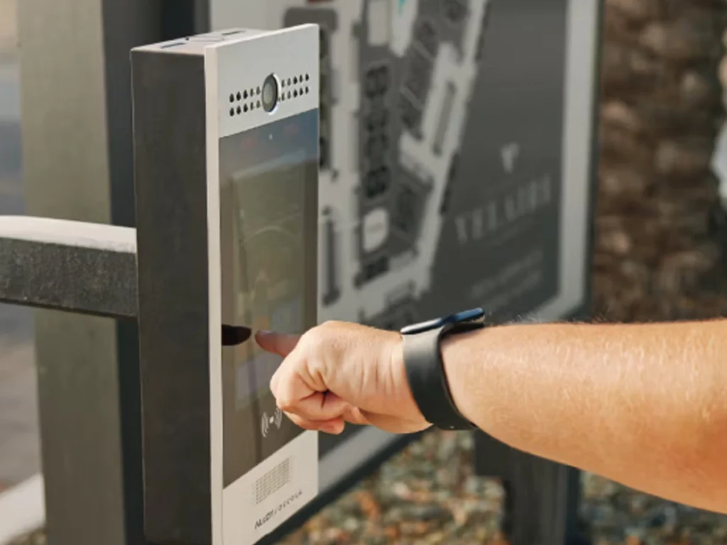 Smart Intercoms in Garland installed at a secure automatic gate entranc
