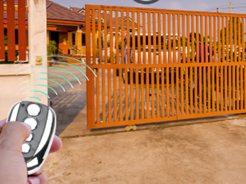 Home security with smart residential gate at a modern Houston home