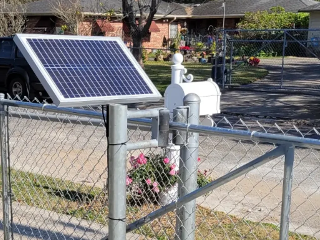 Solar Gate Installation Frisco on a new construction driveway gate with solar panel and automated operator