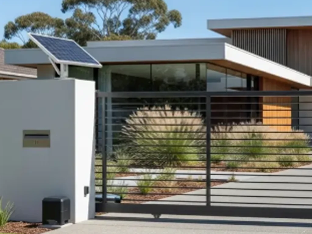 Solar Gate integrating green energy into modern home automation at a Fort Worth property