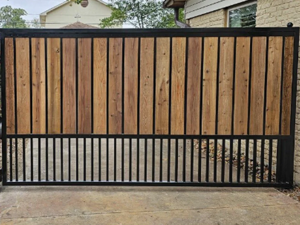 Swing gate installation in Fort Worth, TX at a residential driveway