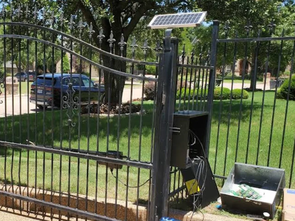 Solar-powered automated gate system in Houston installed by Everlast Gates & Fence