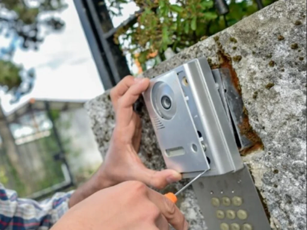 Two way video gate intercom installed at a Carrollton property entrance