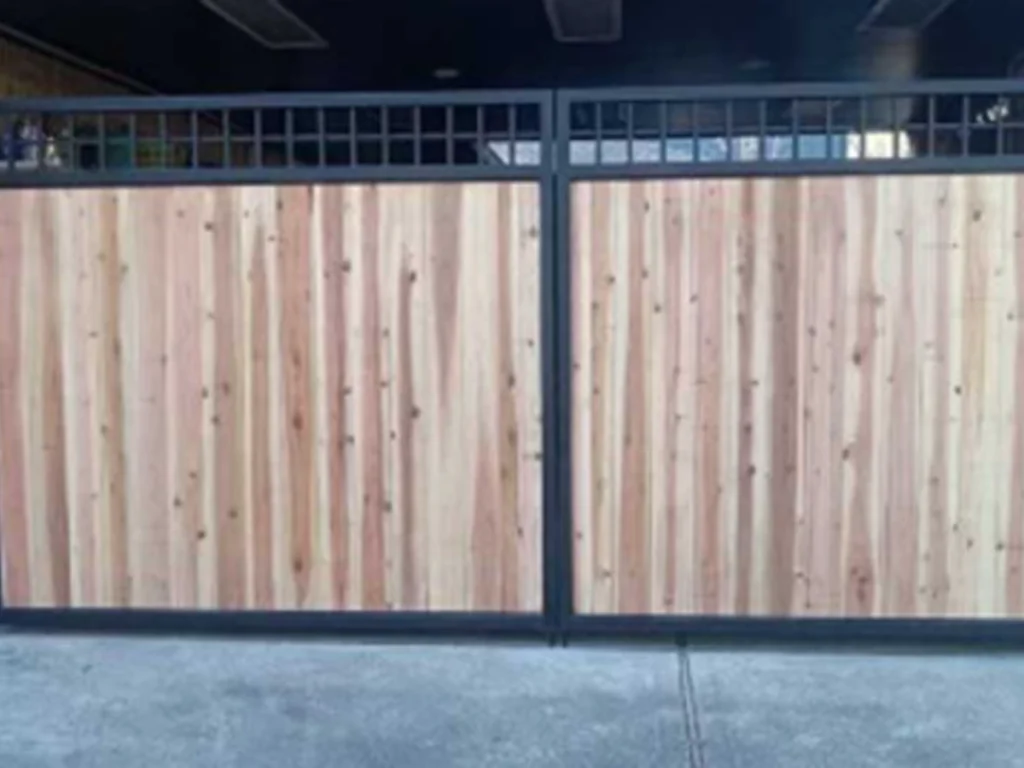 Wood Gate Installation Houston residential privacy gate with cedar finish