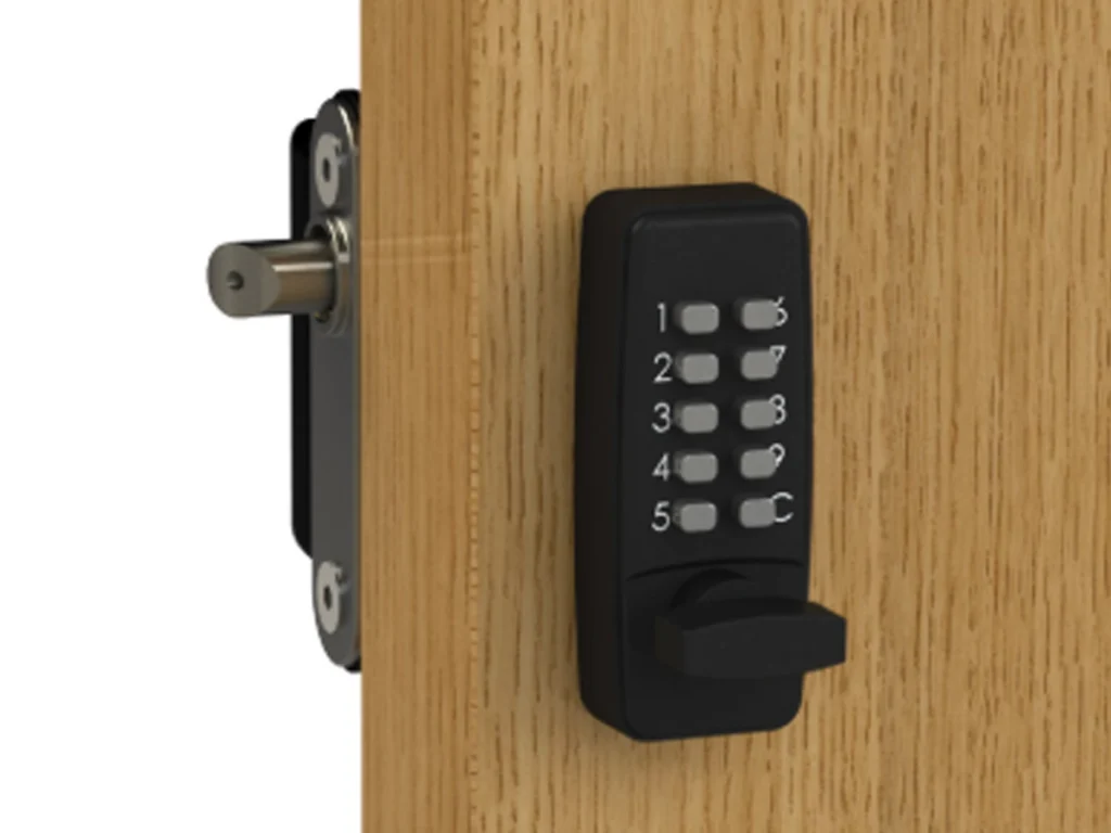 wood gate installation San Antonio with smart lock on cedar gate