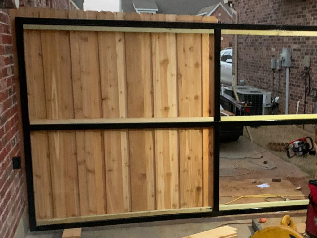 Professionally installed wood gate in Carrollton by Everlast Gates & Fence