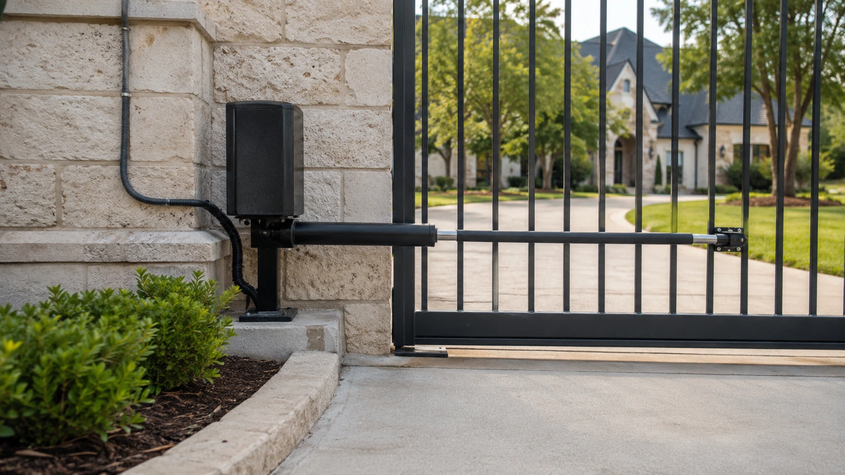 Automatic driveway gate opener installation