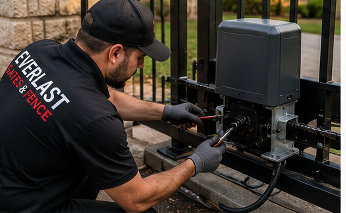 Automatic driveway gate installation in Garland TX