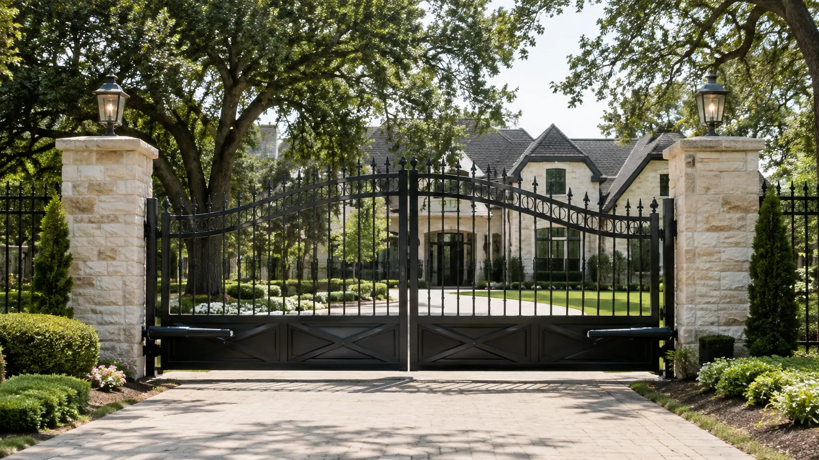Automatic driveway gate with gate opener system
