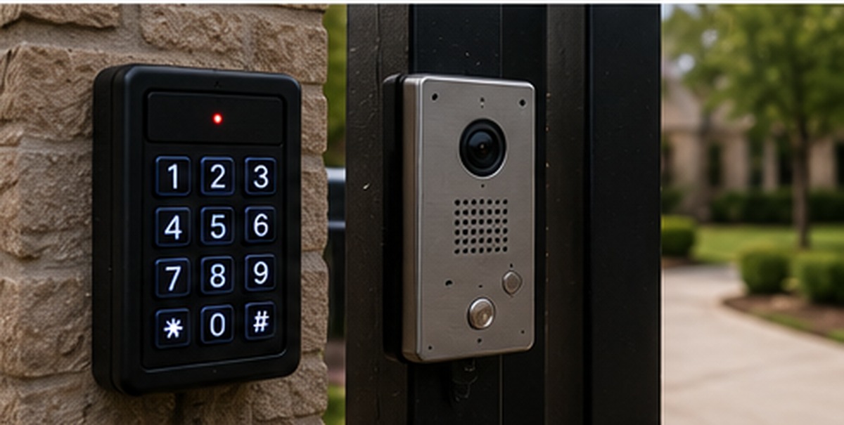 Keypad and intercom access control for a custom iron gate in Frisco TX