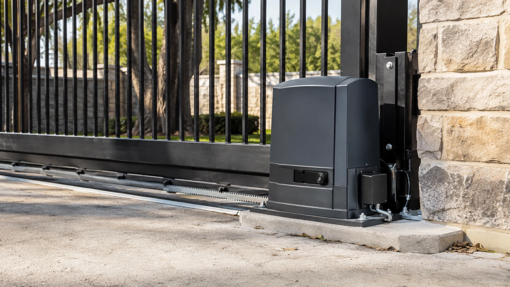 Automatic sliding driveway gate operator system