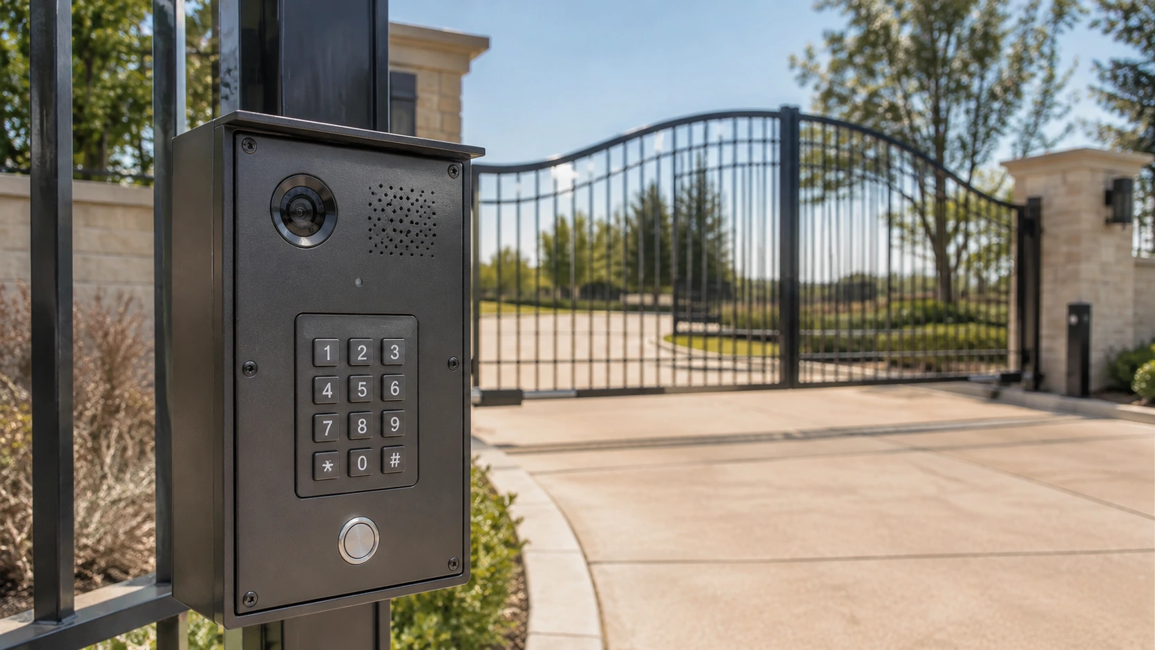 Automatic gate keypad intercom and access control system