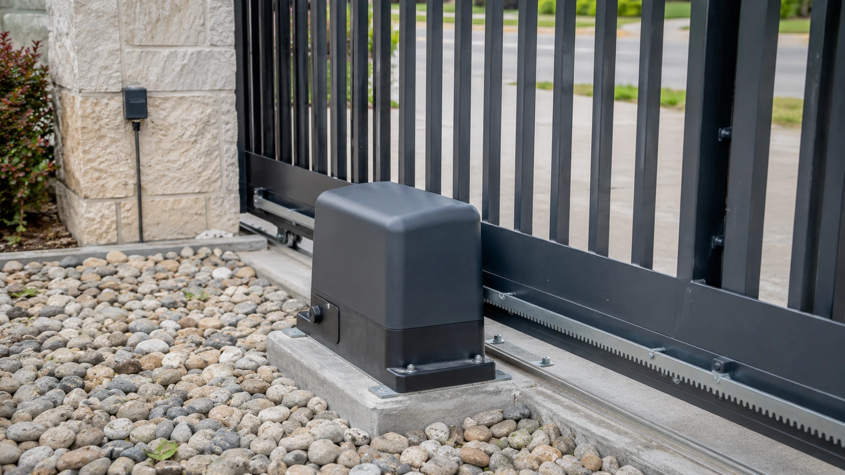 Automatic sliding gate operator installation